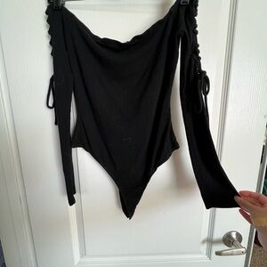 TOBI. Off shoulder long sleeve bodysuit